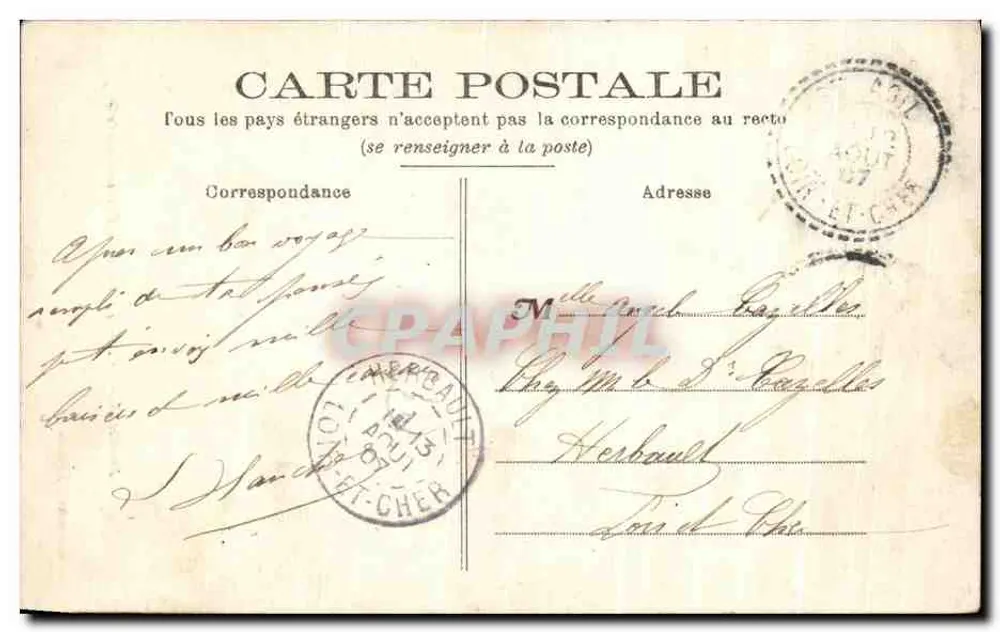 Arville (L.-et-C.) — Entrada da Comendadeira — Ed. H. Lecomte, Courtalain - Verso