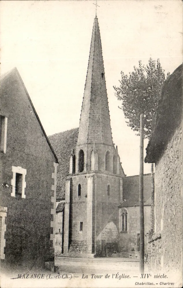 Mazange (L.-el-Ch.) — A Torre da Igreja — Século XIV — Chabrillao, Chartres - Frente