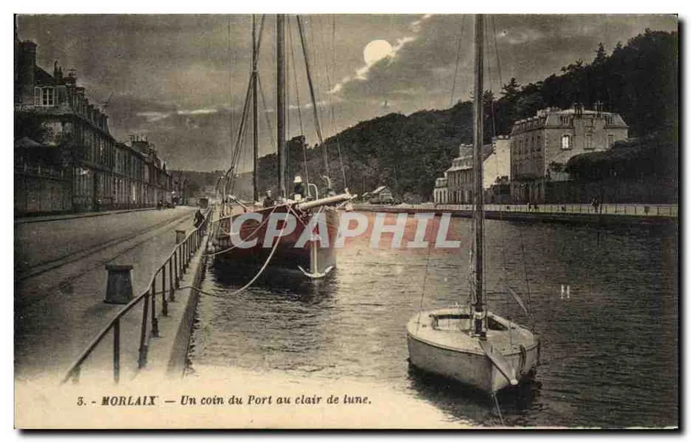 Morlaix — Eine Ecke des Hafens im Mondlicht — G. Arnaud, Verlag, Nantes - Vorderseite
