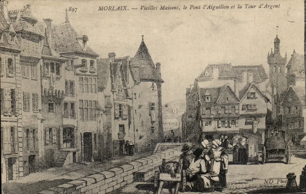 Morlaix — Alte Häuser, die Brücke l'Aiguillon und die Turm d'Argent — ND Phot. n°897 - Vorderseite