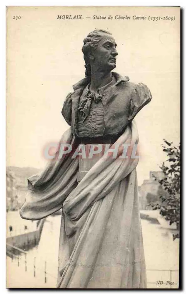 Morlaix — Estátua de Charles Cornic (1731-1809) — ND Phot. - Frente