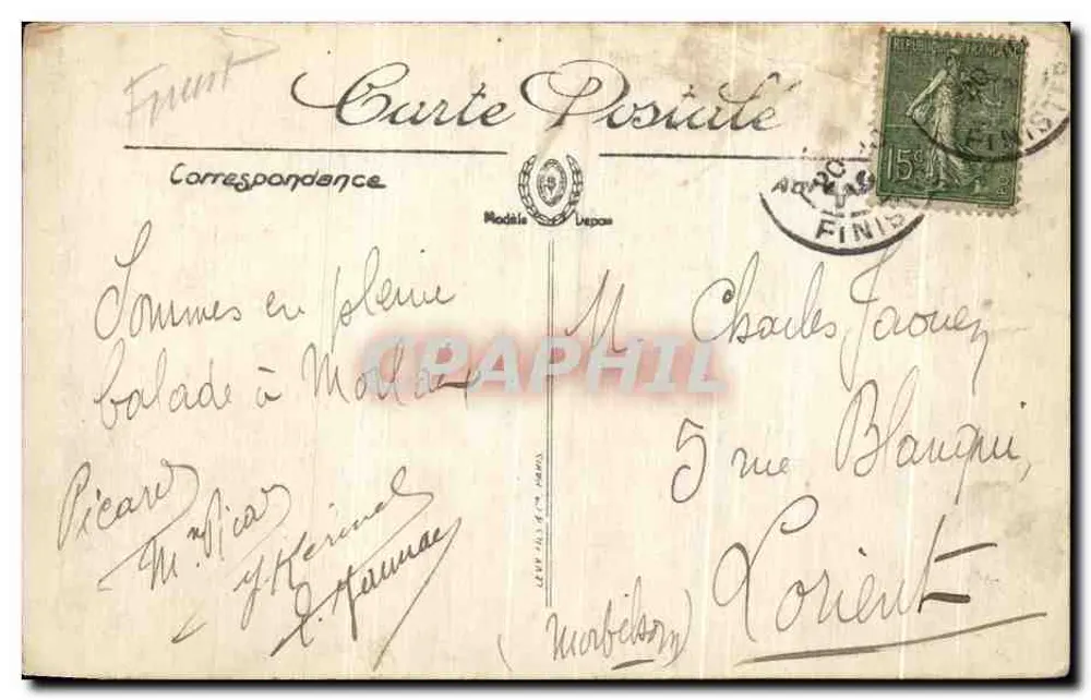 Morlaix — Couvent des Carmélites — LL. Imprimé sur la carte. - Verso