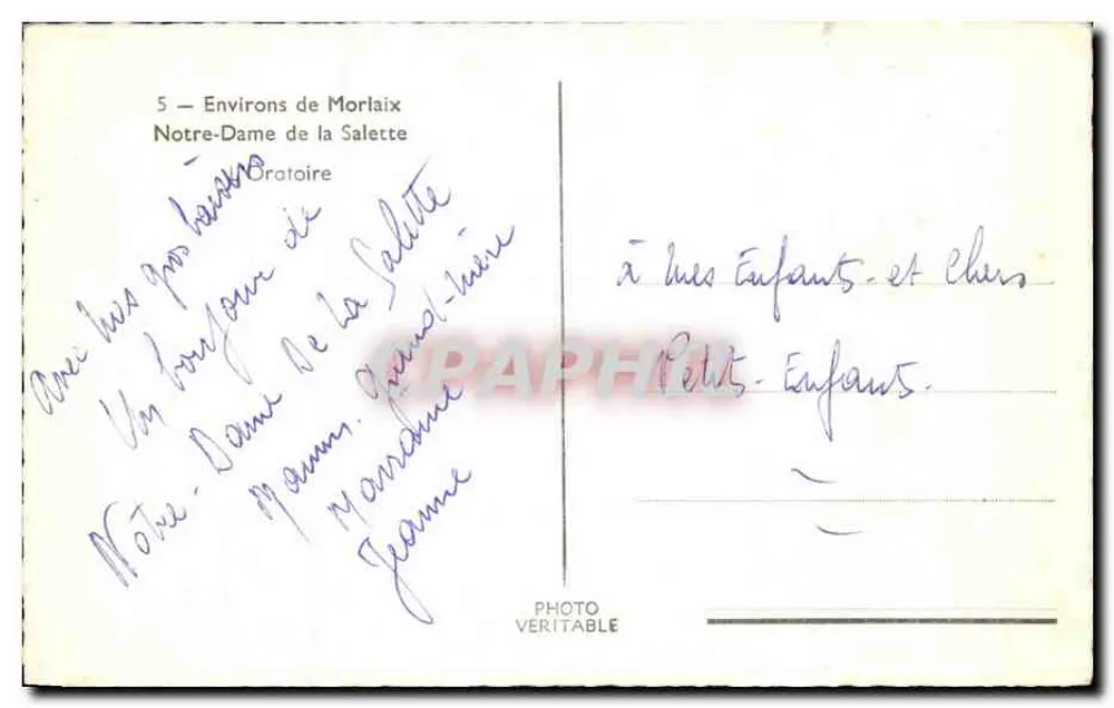 Nossa Senhora da Salette — Oratório — Arredores de Morlaix - Verso