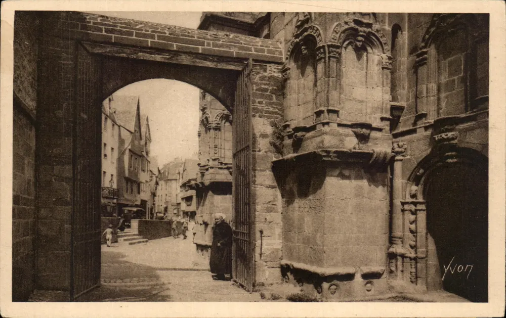 La Rue Basse vista desde la Iglesia de San Mateo — Morlaix (Finistère) — Yvon - Anverso