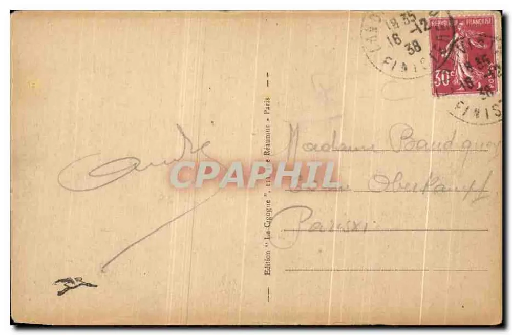 Morlaix - Grande Rue — vue de la rue avec bâtiments à colombages et enseigne 'Aux Pithon Apothécaires' — éditeur 'Edition La Cigogne, Paris' - Verso