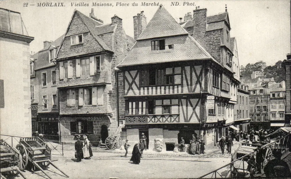 Morlaix — Velhas Casas, Praça do Mercado — ND. Phol. - Frente