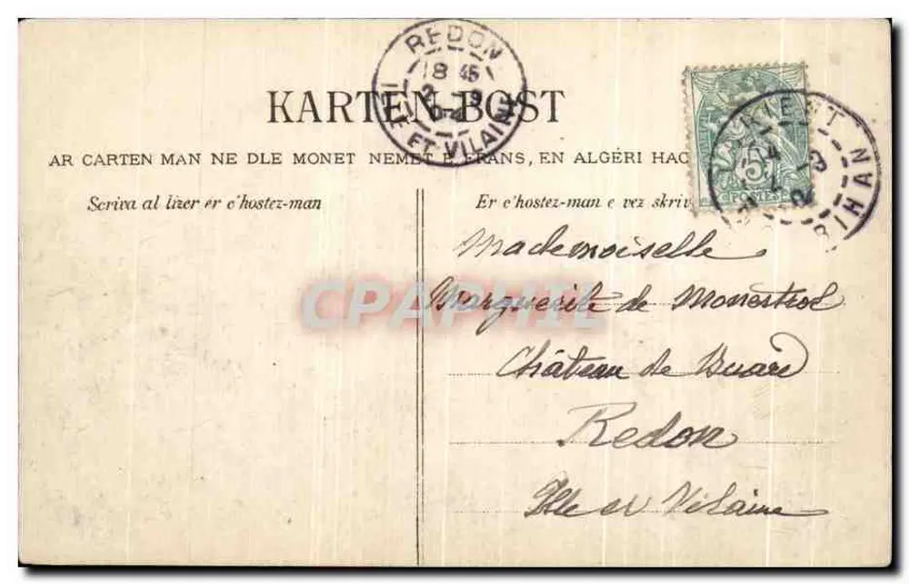 Ambiente de Morlaix — O Castelo de Kéroriciou — Coleção Villarr, Quimper, n°3356 - Verso