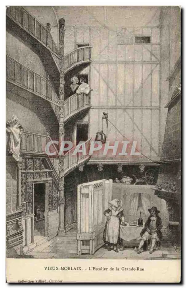 Vieux-Morlaix - Die Treppe der Grande-Rue — Collection Villard, Oimener - Vorderseite