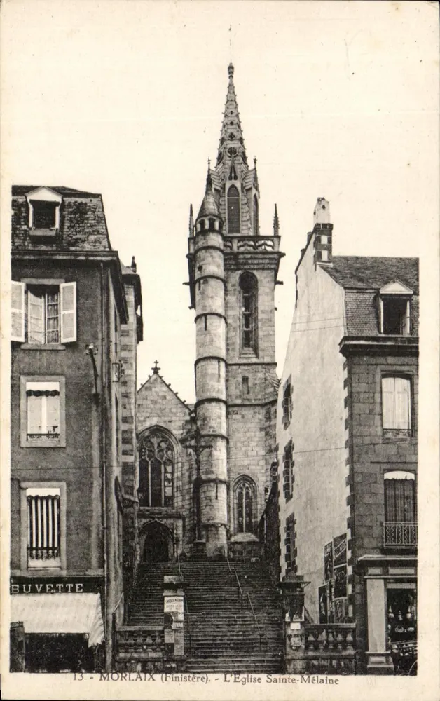 Morlaix (Finistère) — A Igreja de Santa Melaine — Buvette - Frente