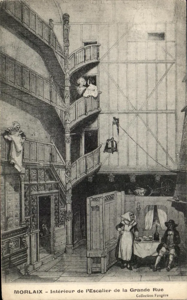 Morlaix — Innenansicht der Treppe der Grande Rue — Sammlung Fougère - Vorderseite