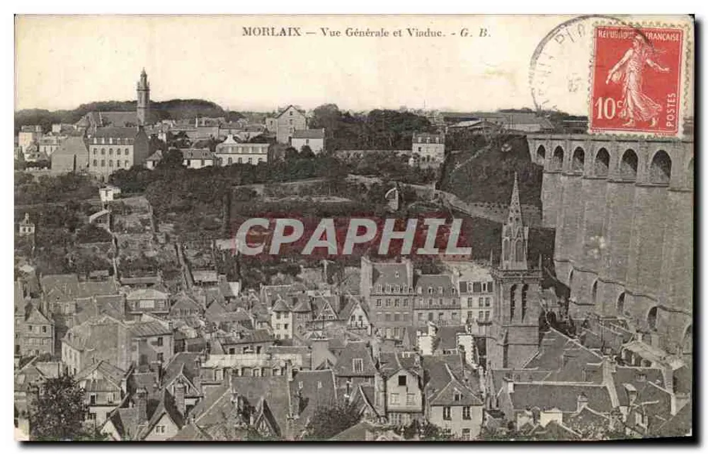 Morlaix — Vista Geral e Viaduto. - G. B. - Frente