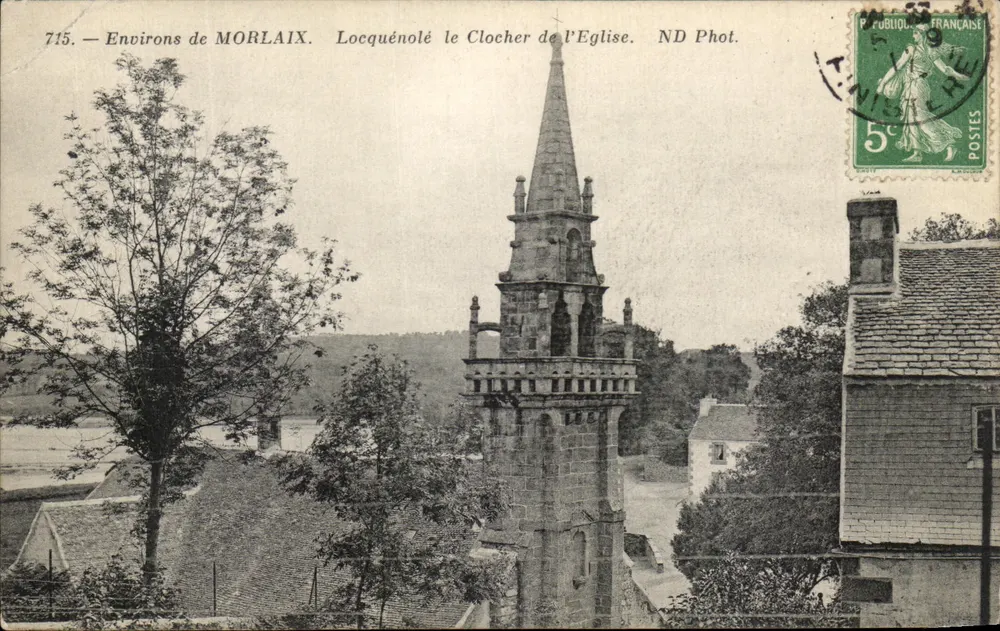 Umgebung von MORLAIX — Kirchturm der Kirche in Locquénolé — ND Phot. - Vorderseite