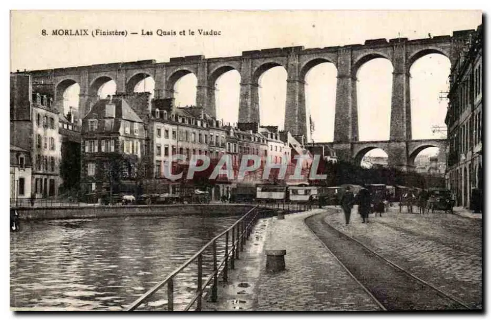 Morlaix (Finistère) — Os Quais e o Viaduto — Coleção N. L. Morlaix - Frente