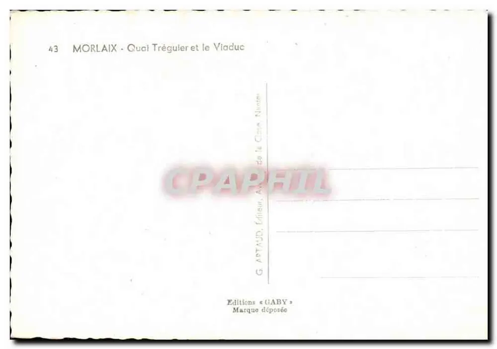 Morlaix - Quai Tréguler e o Viaduto — Edições GABY, n°43 - Verso