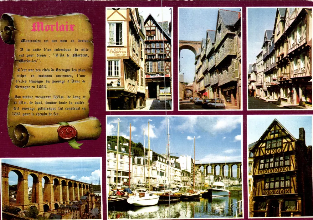 Morlaix — Die alten Häuser, der Viadukt und der Hafen — Éditions d'Art 'Jacques Louanne' - Vorderseite