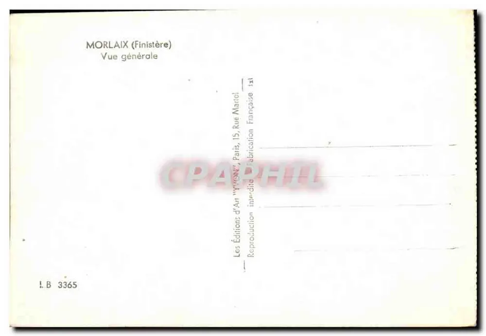 Morlaix (Finistère) — Vista geral — Éditions d'Art Mariol, Paris - Verso