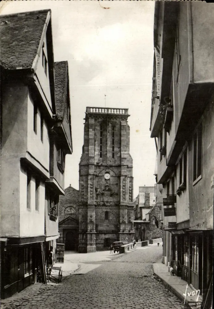 Morlaix (Finistère) — A Rue Basse e a Igreja de São Mateus — Edições de Arte 'Vyon', Paris - Frente