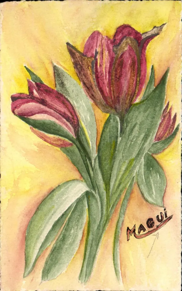Mata de tulipas — aquarela — Magui - Frente