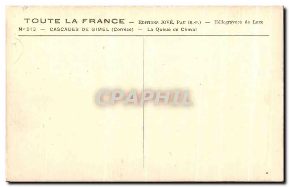 Cascades de Gimel — Corrèze — Edições Jové, Pau (B.P.) - Verso