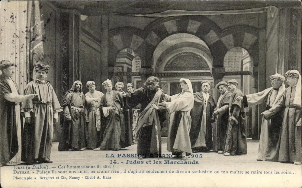 Die Passion in Nancy — Judas und die Händler — Phototypie A. Bergeret et Cie, Nancy — Cliché A. Haas — n°14 - Vorderseite