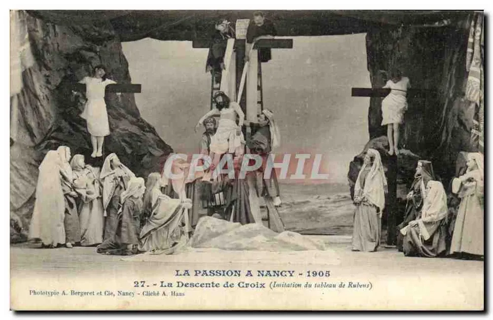 La Descensión de la Cruz — Imitación del cuadro de Rubens — Fototipo A. Bergeret et Cie, Nancy, cliché A. Hans - Anverso