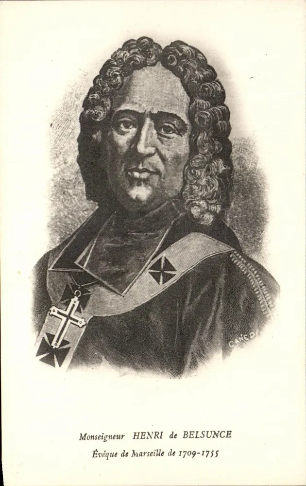 Monseigneur Henri de Belsunce — Bischof von Marseille 1709-1755 — Radierung von CANCEDI - Vorderseite