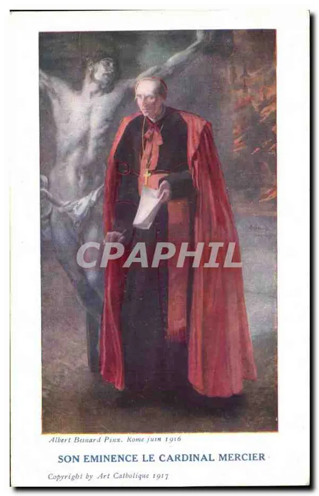 Seine Eminenz Kardinal Mercier — Gemälde von Albert Benard Pinx — Rom, Juni 1916 — Art Catholique - Vorderseite