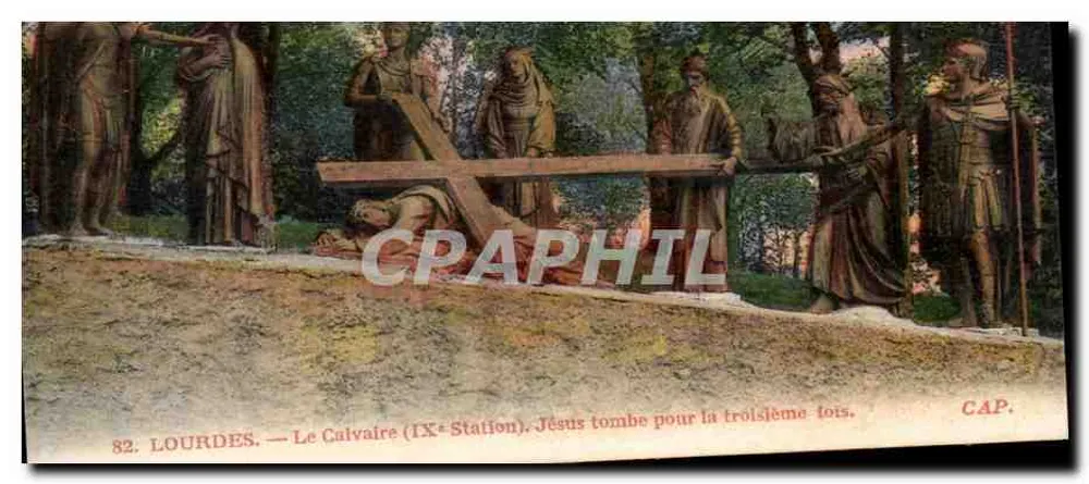 Lourdes — Der Calvary (IX. Station). Jesus fällt zum dritten Mal — CAP. - Vorderseite