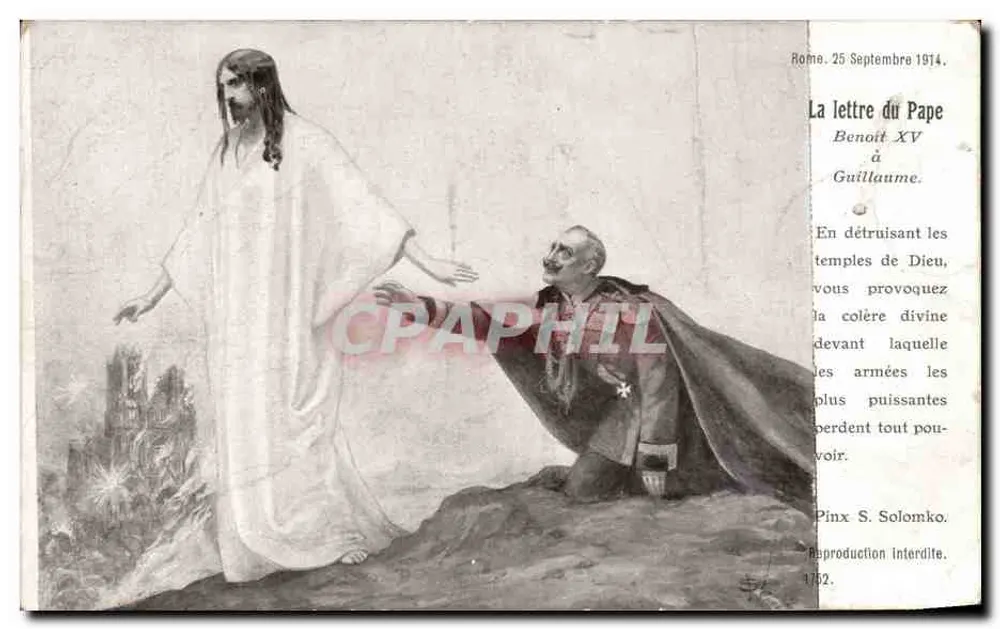 Jesus und Papst Benedikt XV — religiöse Szene — Pinx S. Solomko, 1914 - Vorderseite