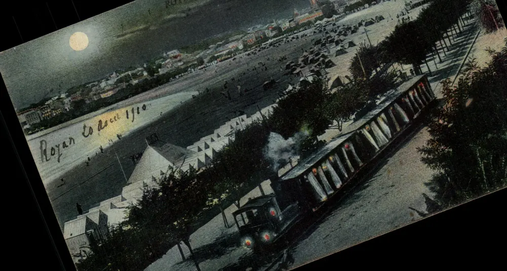 Royan nach Boccade 1910 — Nachtsicht mit Zug und Zelten — unbekannter Verlag - Vorderseite