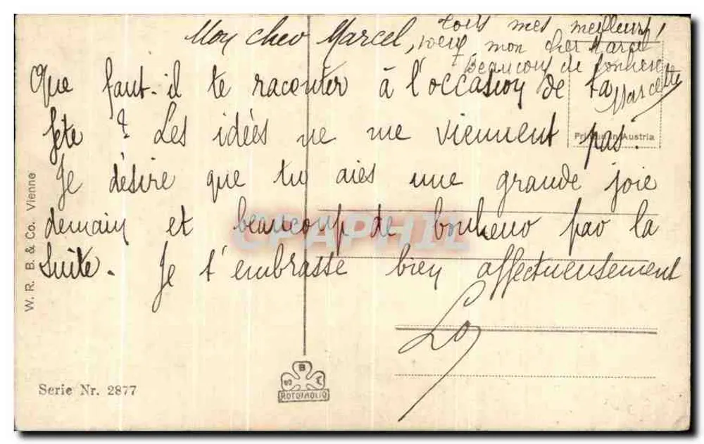 चंद्र अस्त होते हुए खाड़ी पर — W. R. B. & Co. वियेना, श्रृंखला 2877 - पीछे