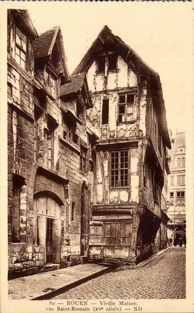 Rouen — Alte Haus, rue Saint-Romain (15. Jahrhundert) — ND - Vorderseite