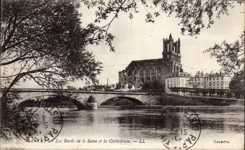Mantes-la-Jolie — Die Ufer der Seine und die Kathedrale — LL — Selecta - Vorderseite