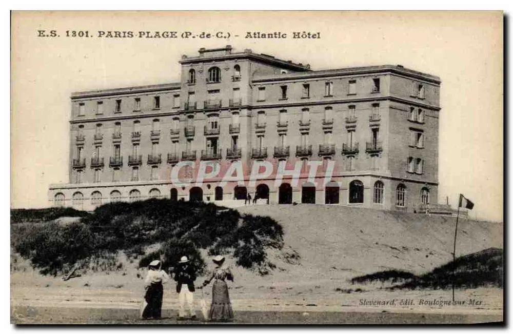 Paris-Plage (P.-de-C.) — Hotel Atlântico — Stenevard, editora Roulogne-sur-Mer, n° 1301 - Frente