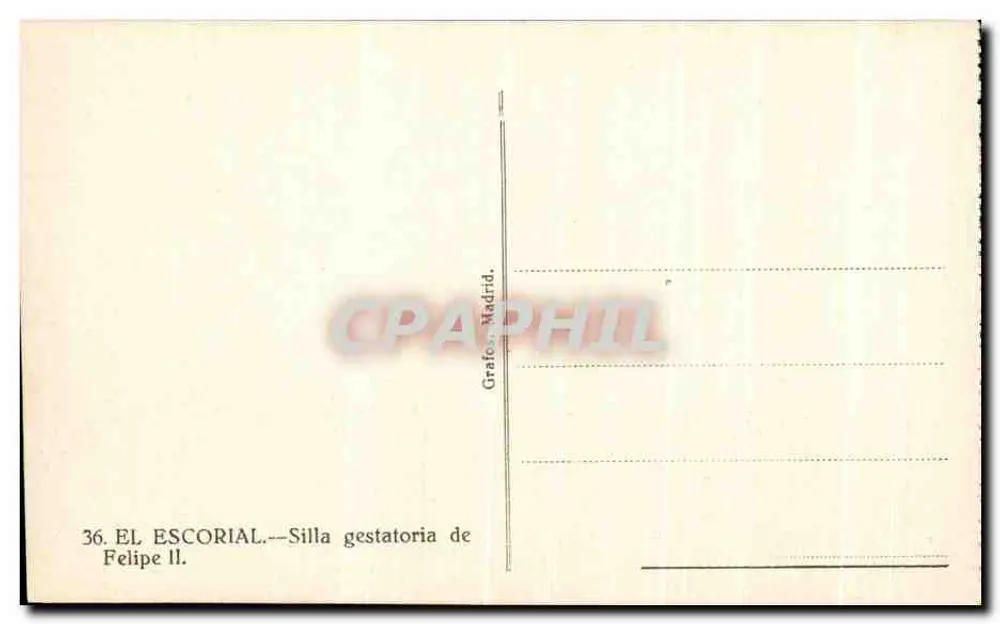 El Escorial — Thronstuhl von Felipe II — Grafos, Madrid, Nr. 36 - Rückseite