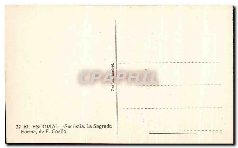 El Escorial — Sakristei. Die Heilige Form — Gráficos de F. Coello - Rückseite