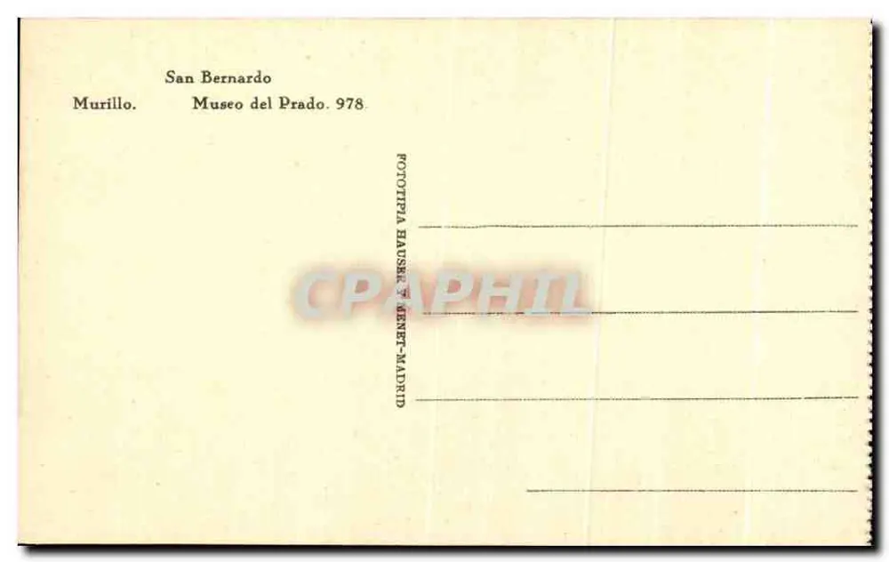 San Bernardo — obra de Murillo — Museu do Prado, n° 978 - Verso