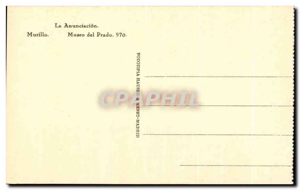 Die Verkündigung — Murillo — Musée du Prado 970 — Phototypie Hauser & Wernet-Madrid - Rückseite