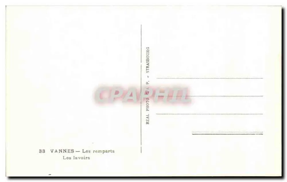 Vannes — Die Mauern — Die Waschhäuser — REAL PHOTO A.P. - STRASBOURG - Rückseite