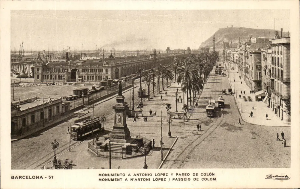 Barcelona - 57 — Denkmal für Antonio López und Paseo de Colón — Ediciones Adolfo Zerko, Barcelona - Vorderseite