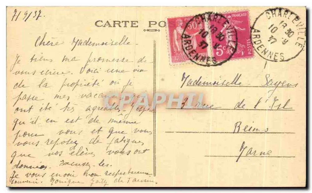 Castelo de Hardoncelle — Remilly-les-Pothières (Ardennes) — Edição Ch. Etiquet - Montfaucon - Verso