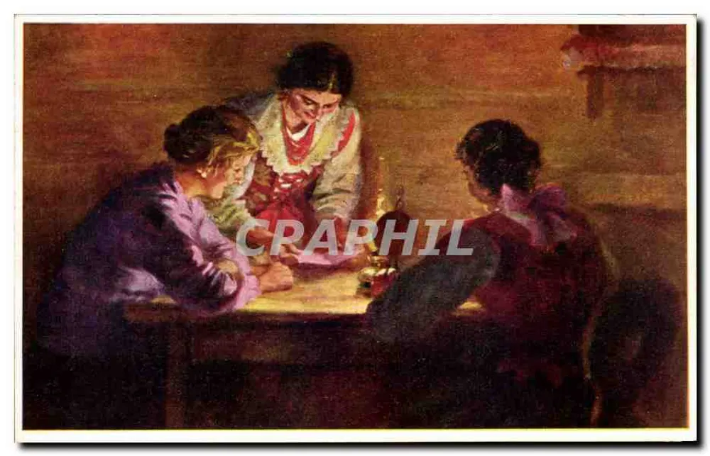 Três mulheres jogando cartas — cena íntima — editor Akropol, série 3-35 - Frente