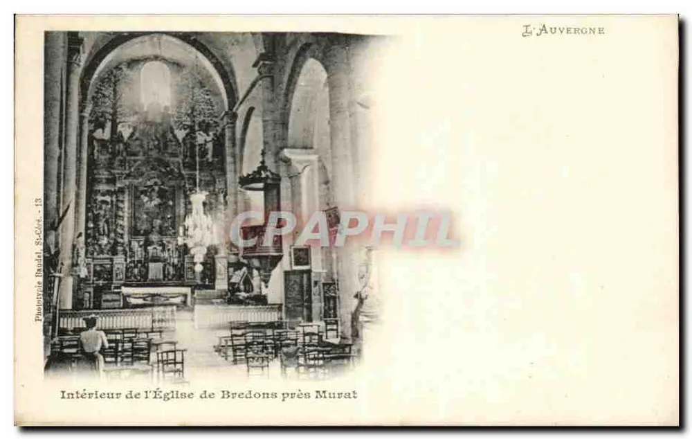 Innenansicht der Kirche von Bredons bei Murat — Phototypie Bandel, Bédécé - 13 — L'Auvergne - Vorderseite