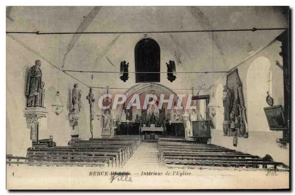 Berck-Plage — Interior da Igreja — Anciens Établ. Neurigen et Cie, Imp. Créteil, Succ. Paris - Frente