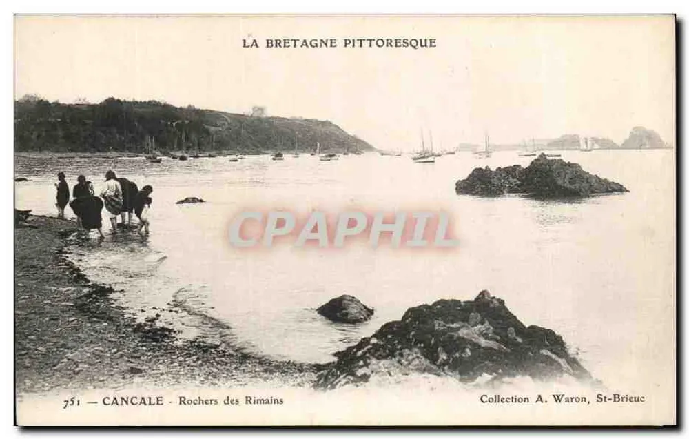Cancale - Rochers des Rimains — La Bretagne Pittoresque — Coleção A. Waron, St-Brieuc - Frente