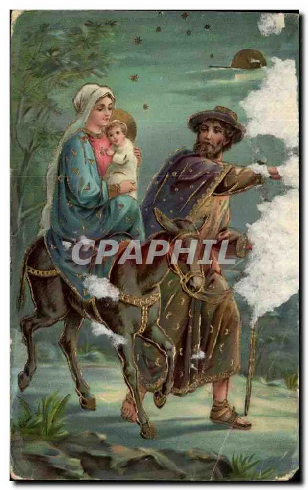 La Fuite en Égypte — Saint Joseph et la Vierge Marie avec l'Enfant Jésus sur un âne — Éditeur M.S.I.E. n° 440.c - Vorderseite