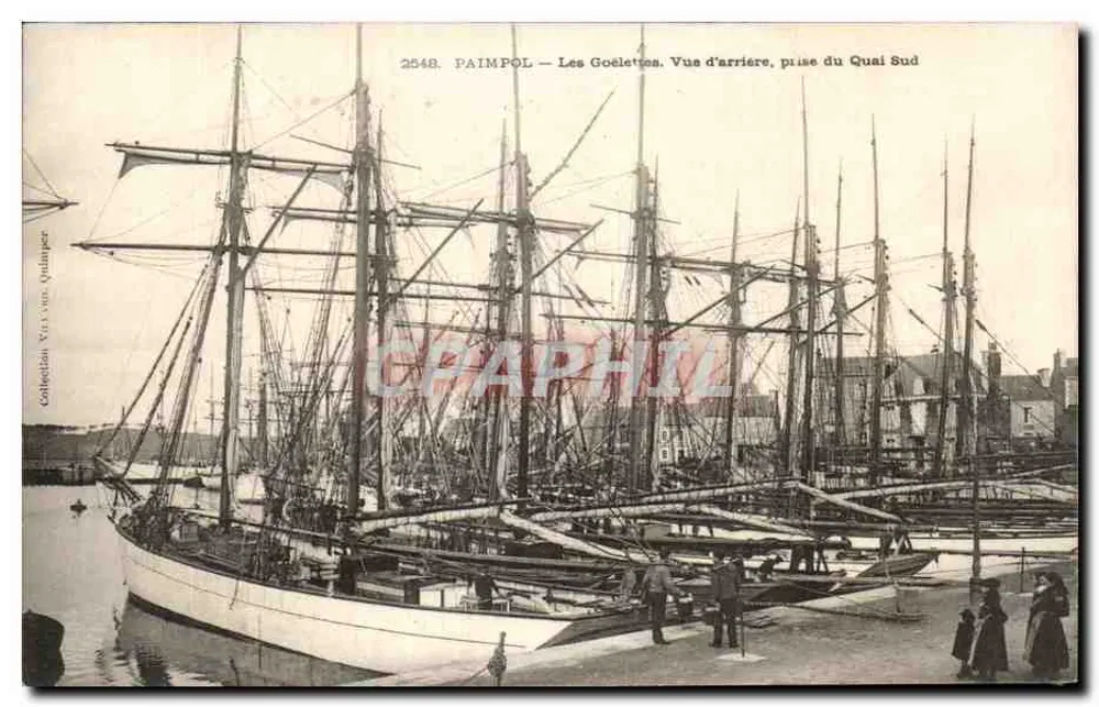 Paimpol — Die Goelettes. Blick von hinten, aufgenommen vom Südquai — Sammlung Vell, n° 2548 - Vorderseite