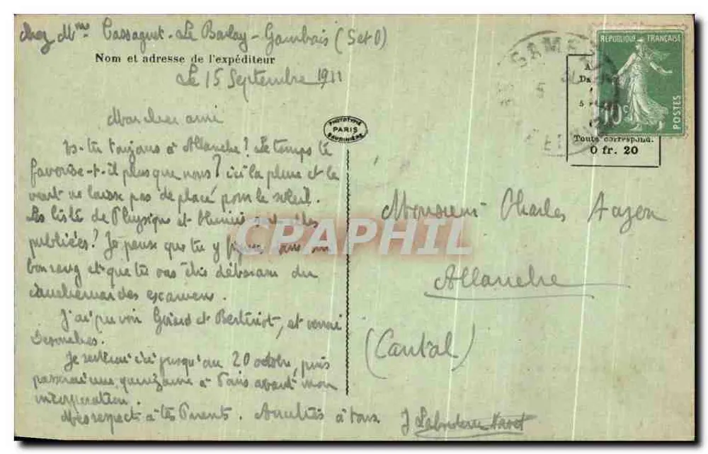Gambais — Étang des Broyerères — Tarjeta postal antigua - Reverso