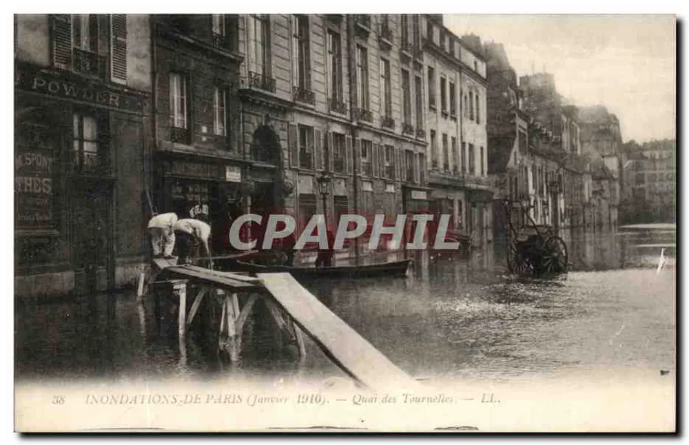 Überschwemmungen in Paris (Januar 1910) — Quai des Tournelles — LL. - Vorderseite