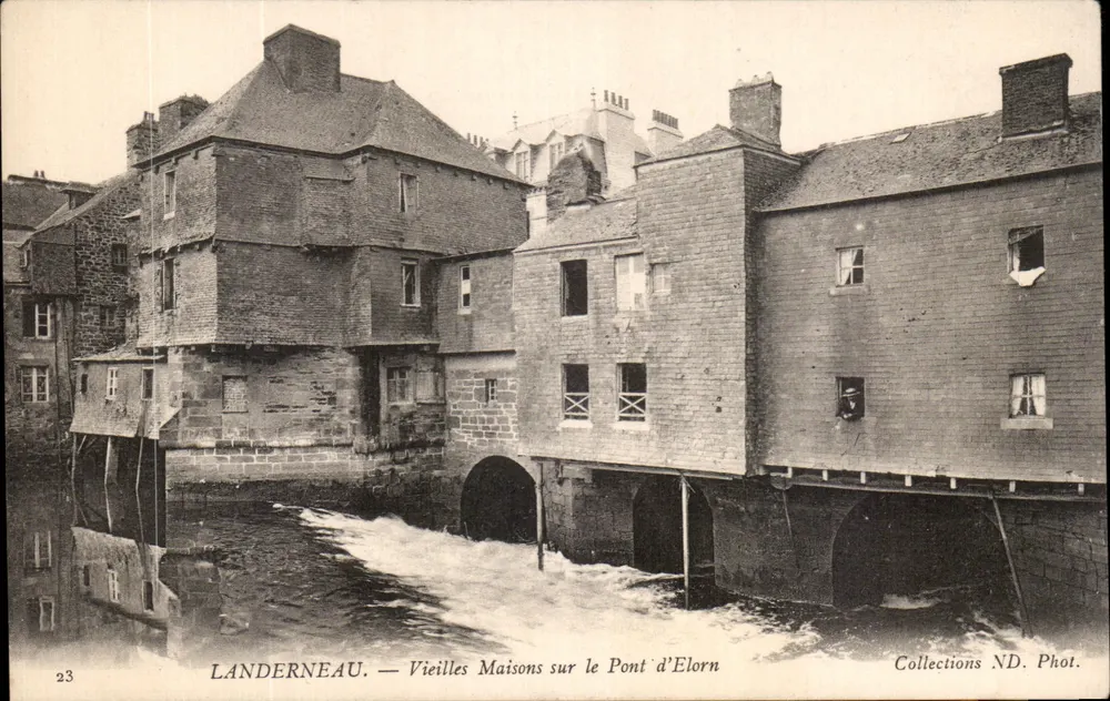 Landerneau — Alte Häuser am Elorn-Brücke — Sammlung ND. Fot. n°23 - Vorderseite